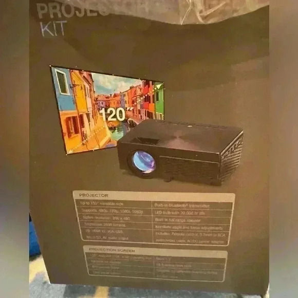 NIB GPX Bluetooth Projector and 120" Projector
Screen, PJ300VP brand new! - Picture 6 of 7